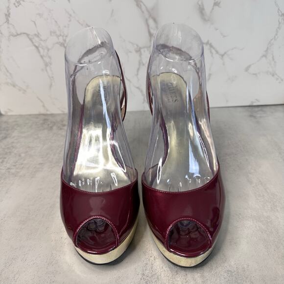 Guess by Marciano Heels WMNS Maroon & Gold US Sz 8.5M Pumps Office Party Glossy - Picture 4 of 11
